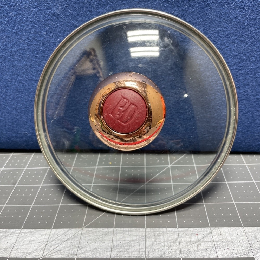 Paula Dean Replacement Lid 2 Quart Glass Round Copper Red Handle Lid ONLY